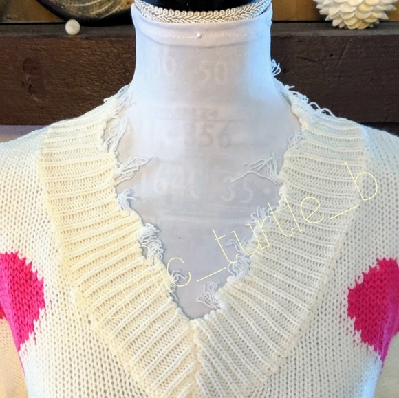 New Heart Embellished Off Shoulder Knit Sweater - Picture 6 of 8